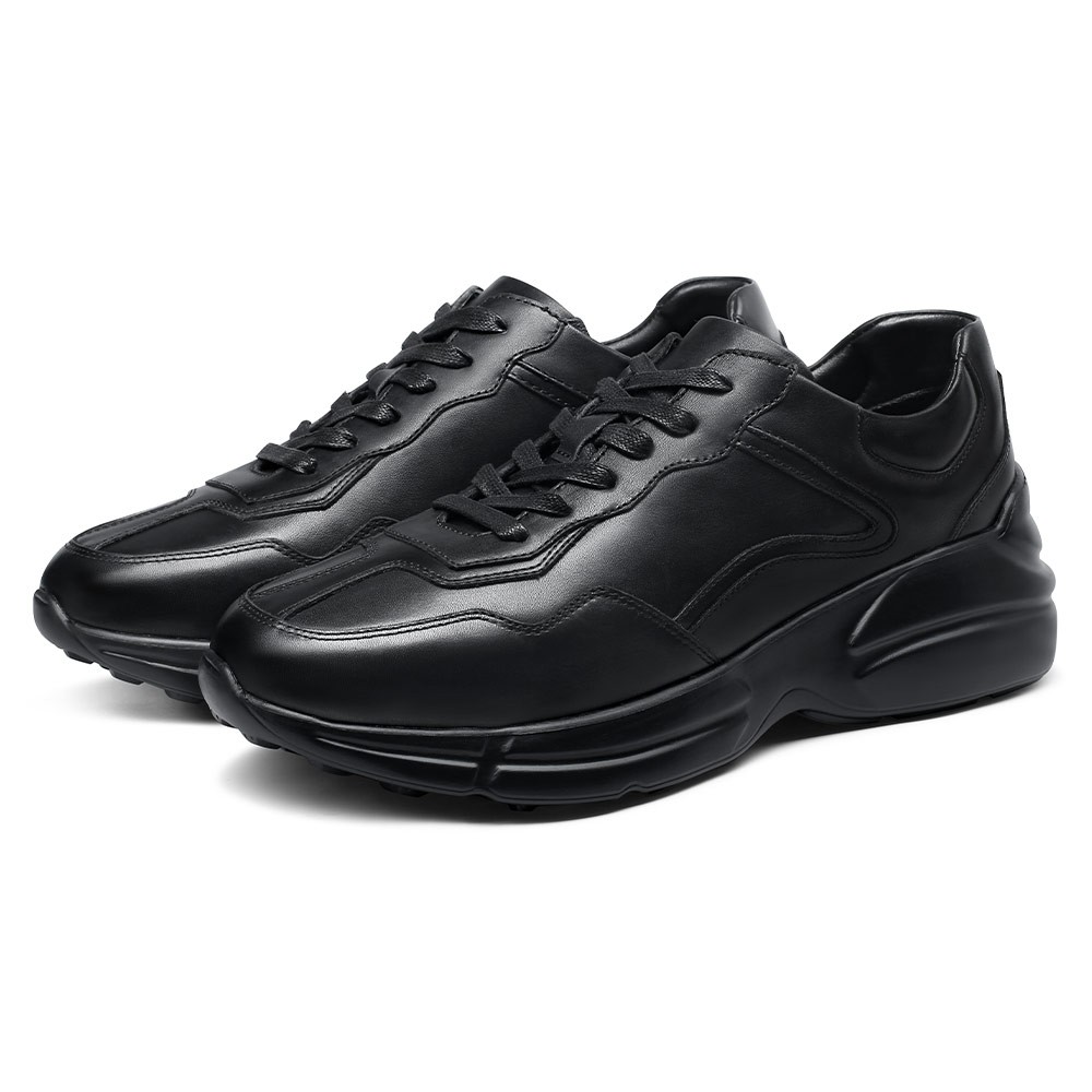 STRIDE Height Increasing Sneakers - Taller Shoes For Men - Black High Heel Sneakers 8CM / 3.15 Inches Taller (37)