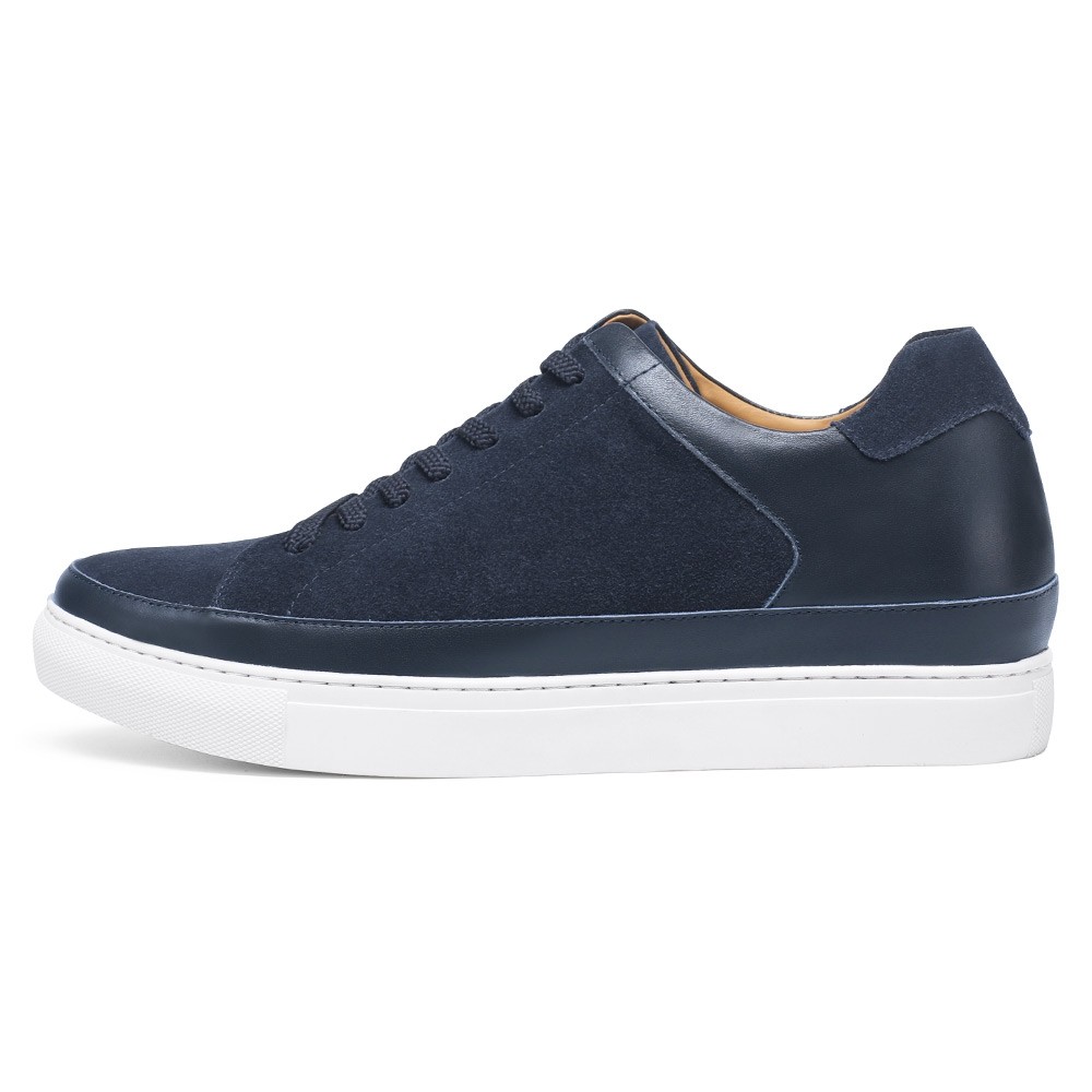 STRIDE Height Increasing Shoes For Men Casual Elevator Shoes Navy Suede Casual Sneakers 7CM / 2.76 Inches Taller