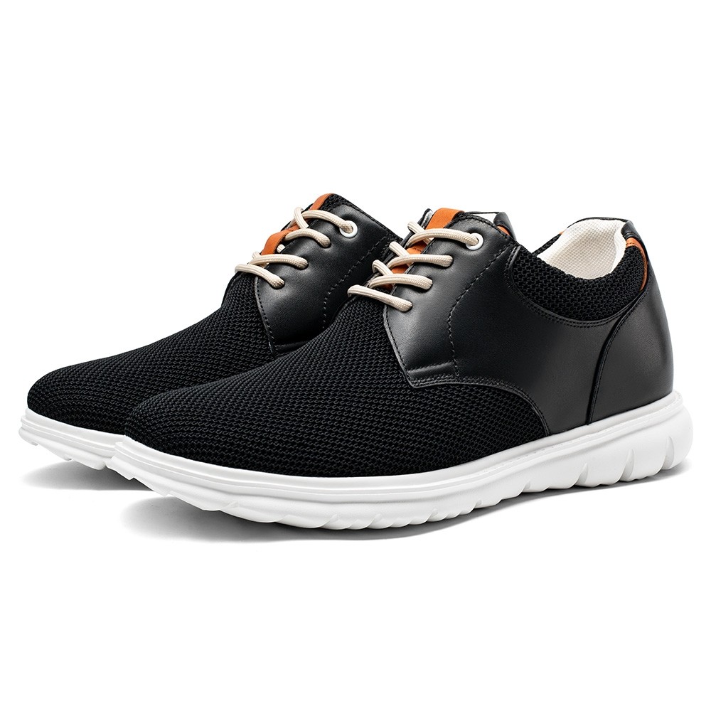 STRIDE Men Elevator Shoes Black Mesh Casual Shoes For Short Men That Make You 7CM / 2.76 Inches Taller (37)