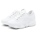 STRIDE Elevator Casual Shoes For Women - White Knit Wedge Sneakers 7CM / 2.76 Inches