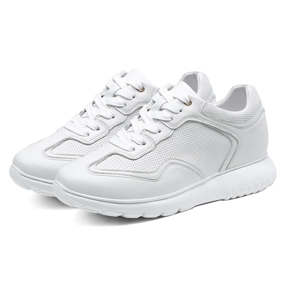 STRIDE Elevator Shoes For Women - Height Increasing Shoes For Ladies - Women Casual White Sneakers 7CM / 2.76 Inches