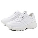 STRIDE Elevator Sneakers For Women - Casual Height Increasing Shoes - White Cowhide Leather Women Sneakers 6cm/ 2.36 Inches