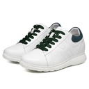 STRIDE Elevator Sneakers For Women - White Cowhide Leather Height Increasing Shoes 7 CM / 2.76 Inches
