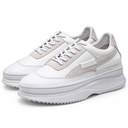 STRIDE Women Hidden Leather Wedge Sneakers 9CM / 3.54 Inches Taller-White