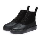 STRIDE - Women High Top Wedge Black Suede Chunky Sneaker Boots -7CM / 2.76 Inches Taller-Black